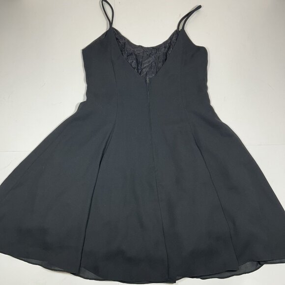 Vtg Unbranded Women Black Open Back Spaghetti Strap Short Dress Fit & Flare L ?! - Picture 7 of 10